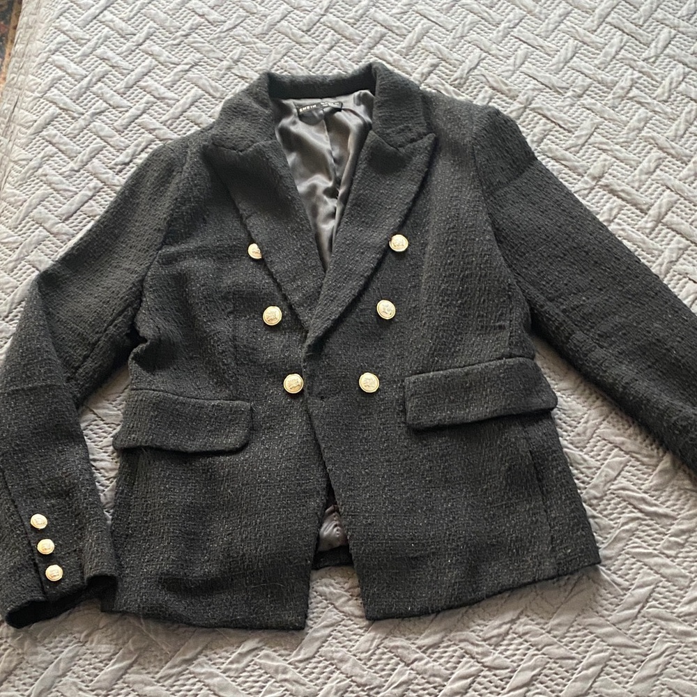 Chic Black Blazer with Gold Buttons